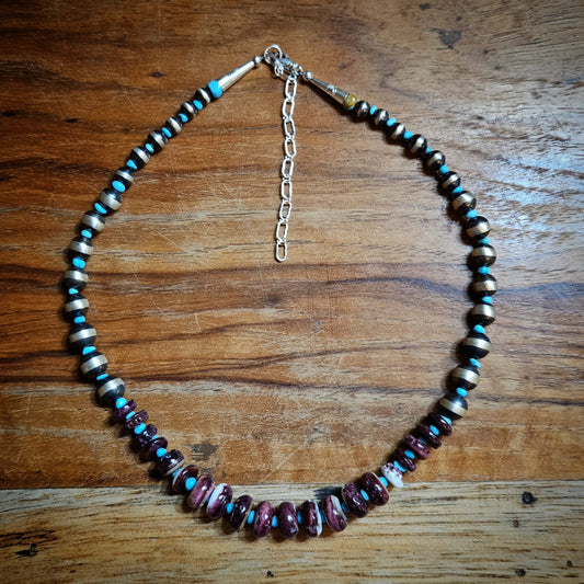 Spiney Oyster Shell with Turquoise and Navajo Pearls